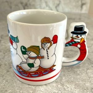 Hallmark The Love Mug Snowman Family w/Snowman Handle Coffee Tea Cup Mug
